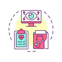 Remote patient monitoring multi color concept icon. Health metrics tracking technology. Telehealth work. Round shape line illustration. Abstract idea. Graphic design. Easy to use in presentation vector
