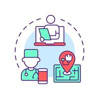 Speciality care multi color concept icon. Virtual medicine for underserved areas. Application of telehealth. Round shape line illustration. Abstract idea. Graphic design. Easy to use in booklet vector