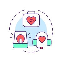 Telemedicine in emergencies multi color concept icon. Remote help in crisis situations. Application of telehealth. Round shape line illustration. Abstract idea. Graphic design. Easy to use in booklet vector