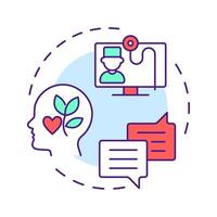 Teletherapy multi color concept icon. Mental health and counseling services. Application of telehealth. Round shape line illustration. Abstract idea. Graphic design. Easy to use in presentation vector