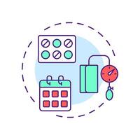 Chronic disease management multi color concept icon. Continuous monitoring. Application of telehealth. Round shape line illustration. Abstract idea. Graphic design. Easy to use in presentation vector