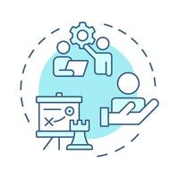 HCM soft blue concept icon. Human capital management. Corporate employees regulation technology. Round shape line illustration. Abstract idea. Graphic design. Easy to use in presentation vector