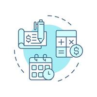 Payroll processing soft blue concept icon. Calculating employees wages. Human resource information system. Round shape line illustration. Abstract idea. Graphic design. Easy to use in presentation vector