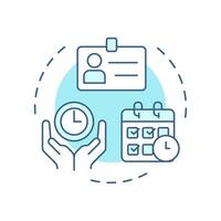 Time and attendance management soft blue concept icon. Working hours. Human resource information system. Round shape line illustration. Abstract idea. Graphic design. Easy to use in brochure vector