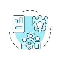 Employee performance management soft blue concept icon. Improving workers productivity. HR process. Round shape line illustration. Abstract idea. Graphic design. Easy to use in brochure vector