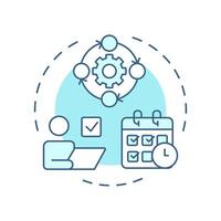 Employee lifecycle soft blue concept icon. From initial recruitment to departure stages. HR process. Round shape line illustration. Abstract idea. Graphic design. Easy to use in presentation vector