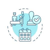 Absence management soft blue concept icon. Control staff leaving in company. Operational HR purpose. Round shape line illustration. Abstract idea. Graphic design. Easy to use in brochure vector
