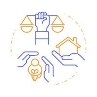 Asylum right duo tone concept icon. Social protection, shelter. Society support. Round two color outline illustration. Abstract design. Easy to use in infographic, presentation vector