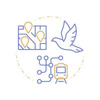 Movement freedom duo tone concept icon. Urban transport, transportation. Navigation, travel. Round two color outline illustration. Abstract design. Easy to use in infographic, presentation vector