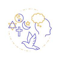Religion freedom and thought duo tone concept icon. Personal faith, worship. Culture, opinion. Round two color outline illustration. Abstract design. Easy to use in infographic, presentation vector