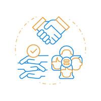 Discrimination freedom duo tone concept icon. Social equality, public inequality. Round two color outline illustration. Abstract design. Easy to use in infographic, presentation vector