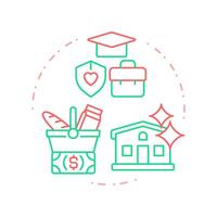 Adequate living standards duo tone concept icon. Human rights. Education, ownership. Round two color outline illustration. Abstract design. Easy to use in infographic, presentation vector