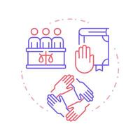 Community duties duo tone concept icon. Collective welfare, civil engagement. Round two color outline illustration. Abstract design. Easy to use in infographic, presentation vector