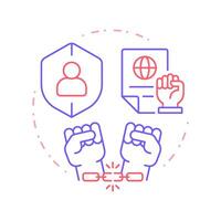 Oppression freedom duo tone concept icon. Civil rights, social policy. Equality, discrimination. Round two color outline illustration. Abstract design. Easy to use in infographic, presentation vector