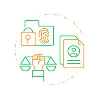 Recognition right duo tone concept icon. Personal information, biometrical system. Round two color outline illustration. Abstract design. Easy to use in infographic, presentation vector