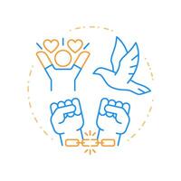 Slavery freedom duo tone concept icon. Social justice, democracy. Human rights. Round two color outline illustration. Abstract design. Easy to use in infographic, presentation vector