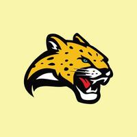 A jaguar head on a yellow background vector