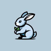 A cartoon rabbit sitting on a blue background vector