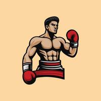 A man with boxing gloves on his arm vector