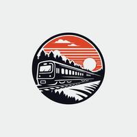A train is traveling through the forest vector
