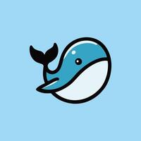 A blue whale with a black tail on a blue background vector