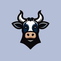A cow head with horns on a blue background vector
