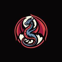 A dragon logo with a red and blue color scheme vector