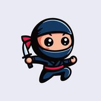 A cartoon ninja character with a sword design art illustration vector