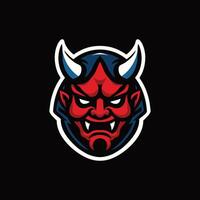 A red devil head on a black background vector