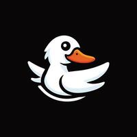 A white duck with orange beak on a black background vector