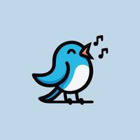 A cartoon bird singing with music notes vector