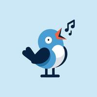 A blue bird singing with a musical note vector