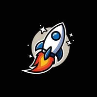 A cartoon rocket flying through space vector