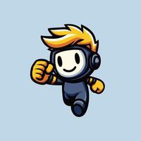 A cartoon character with a helmet on vector