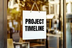 Project timeline message on a white signpost photo