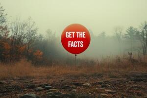 Get the facts message written on red balloon photo
