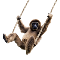 Monkey enjoys swinging on a rope in playful motion png