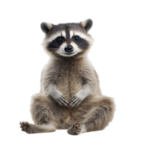 Cute raccoon sitting peacefully in a playful pose png