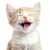 Happy orange and white kitten with open mouth png