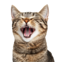 Happy cat yawning with joy and contentment png