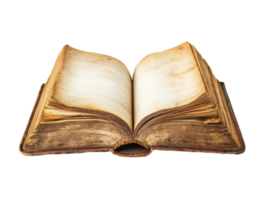 Old book with worn pages resting on a flat surface png