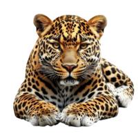 Leopard resting on a rocky surface in nature png