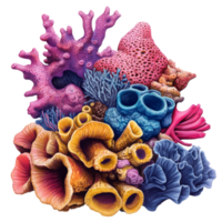 Vibrant coral reef ecosystem with diverse species png