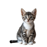 Playful kitten sitting with curious expression png