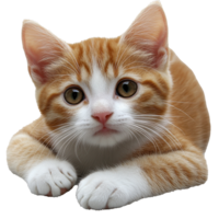 Cute orange tabby kitten laying down quietly png