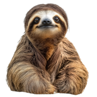 Sloth with a friendly expression relaxing indoors png