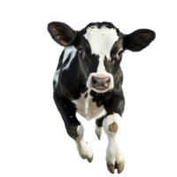 Calf running happily in a bright setting png