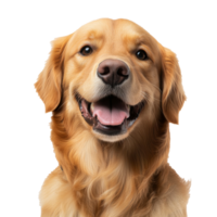 Golden retriever smiling against white background png