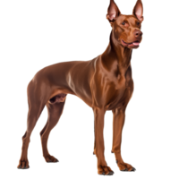 Beautiful brown Doberman standing proudly indoors png