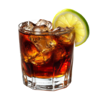 Refreshing drink with ice and lime garnish png